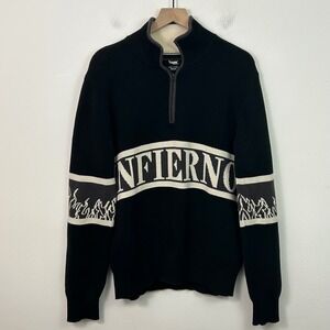 Voight By Valentina Made in Hell Collection Infierno Rugby 1/4 Zip Sweater M